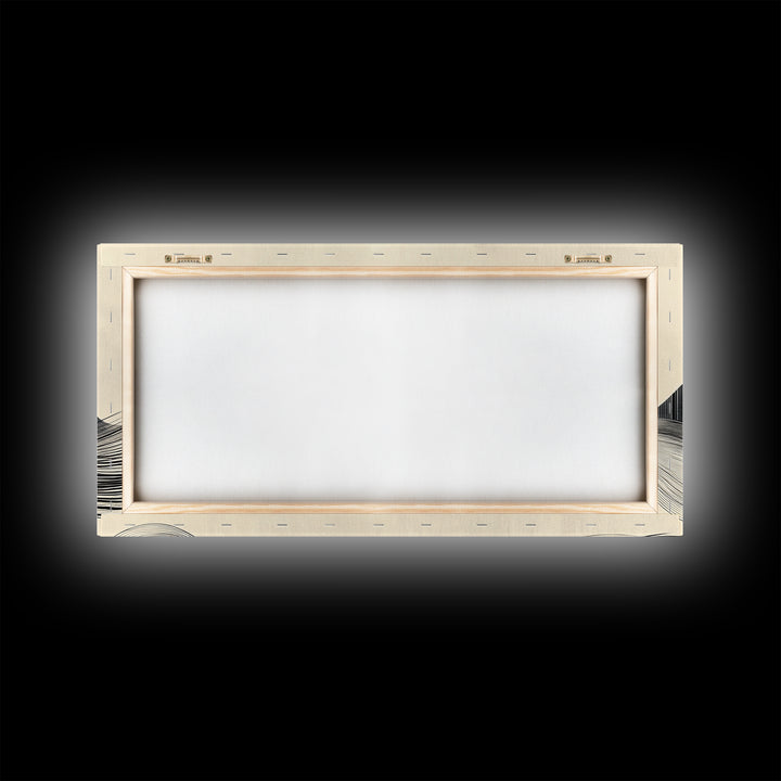 Abstract Mountain Landscape Framed Canvas Print, Wabi Sabi Wall Art Minimalist Decor, Rustic Line Art Idea Bedroom Artwork Vertical Design