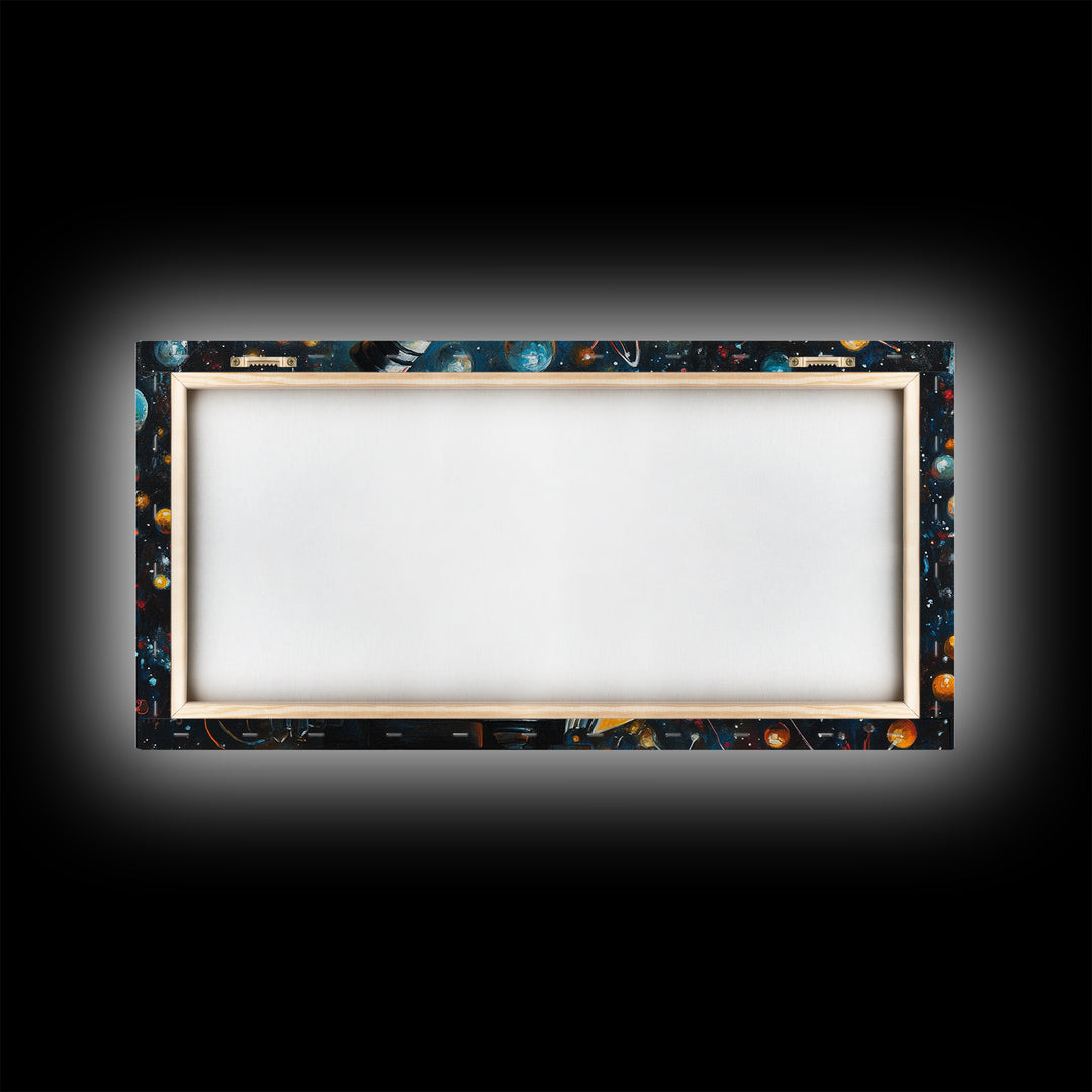 Astronomy Science Art Canvas Print, Microscope Cosmos Molecular Wall Art, Horizontal Living Room Decor, Unique Gift Idea Him Her