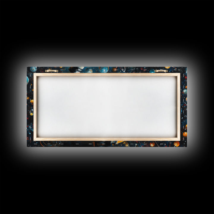 Astronomy Science Art Canvas Print, Microscope Cosmos Molecular Wall Art, Horizontal Living Room Decor, Unique Gift Idea Him Her