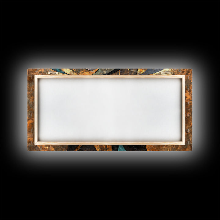 Abstract African Faces Framed Canvas Print, Afrocentric Wall Decor, Moody African Art, Geometric Bold Bedroom Art Gift Idea