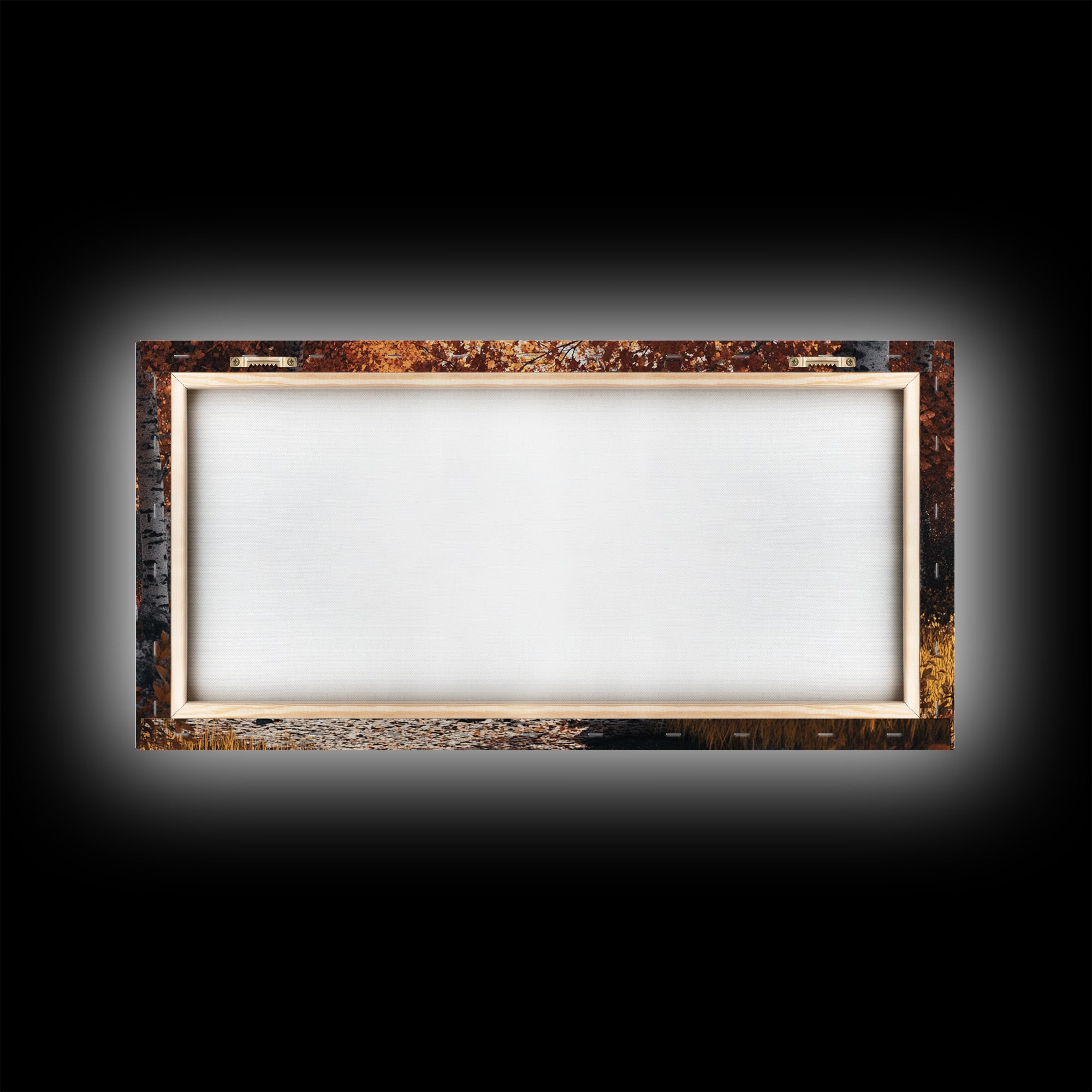 Autumn Birch Tranquility Framed Canvas Print with Birch Tree Painting and Fall Wall Art Rustic Art for Living Room Wall Decor