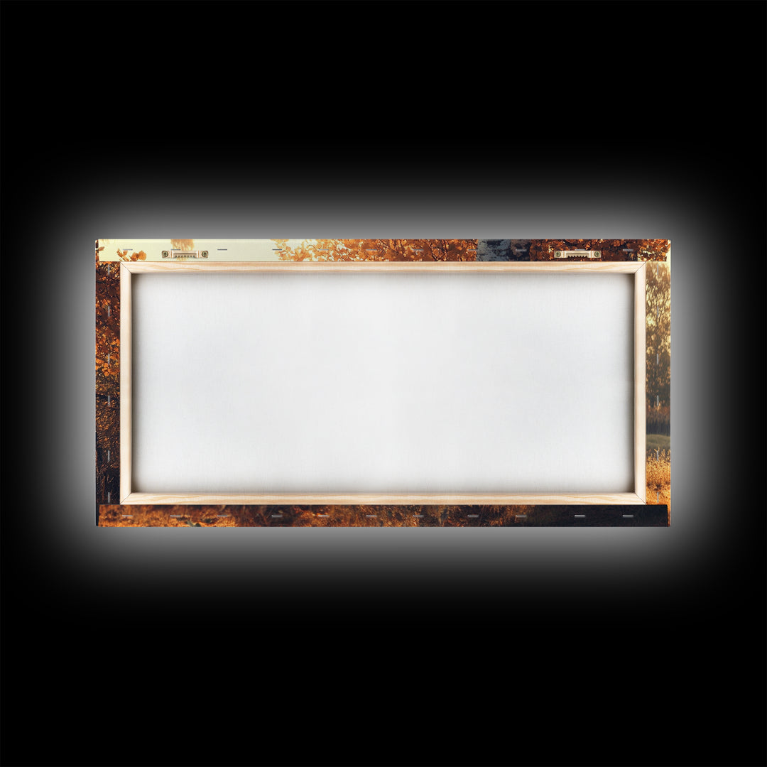 Cozy Autumn Cabin Framed Canvas Print with Fall Landscape Painting and Farmhouse Art Above Couch Art Living Room Rustic Decor