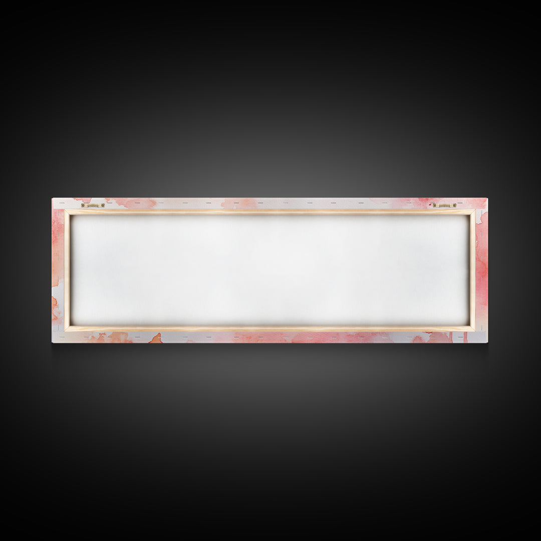 Decorative Frames Painting Canvas Print with Elegant Pink Abstract Background, Long Narrow Wall Art Perfect for Living Room Decor