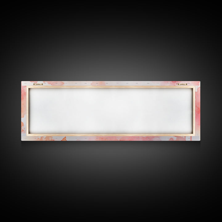 Decorative Frames Painting Canvas Print with Elegant Pink Abstract Background, Long Narrow Wall Art Perfect for Living Room Decor
