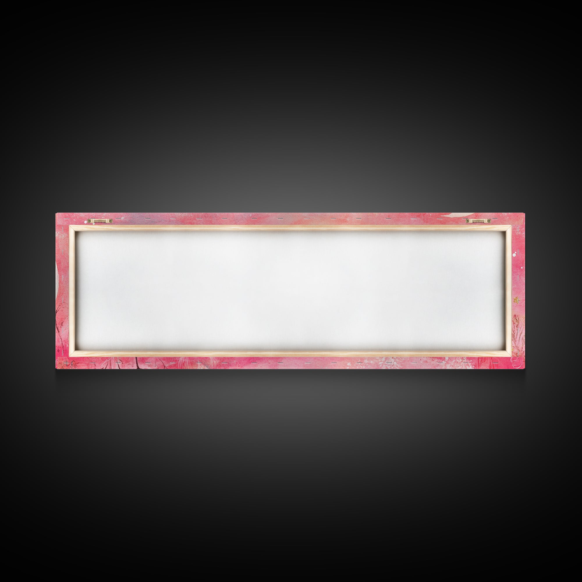 Crescent Moon Painting Canvas Print with Whimsical Starry Sky, Pink Wall Art for Living Room or Guest Room, Dreamy Decor