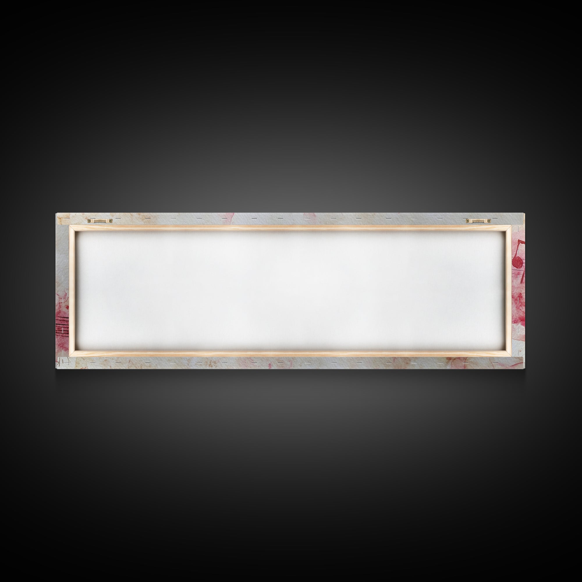 Pink Musical Notes Canvas Print, Rustic Abstract Artwork for Living Room, Nostalgic Art Nouveau Style, Horizontal Wall Art Decor