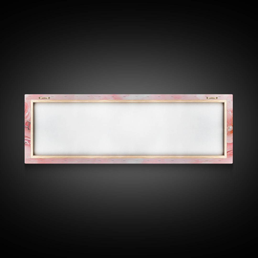 Cherry Blossom Canvas Print with Delicate Pearl Accents, Romantic Light Pink Wall Art for Bedroom or Coastal Wedding Decor