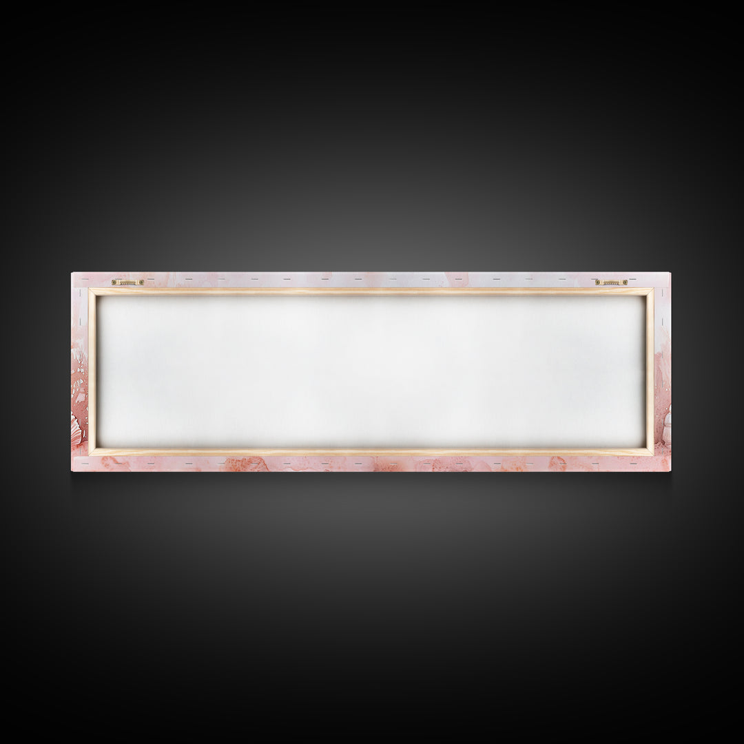 Coastal Shell Art Canvas Print Featuring Light Pink and Orange Pastel Hues, Beach House Decor, Nautical Wall Art for Living Room