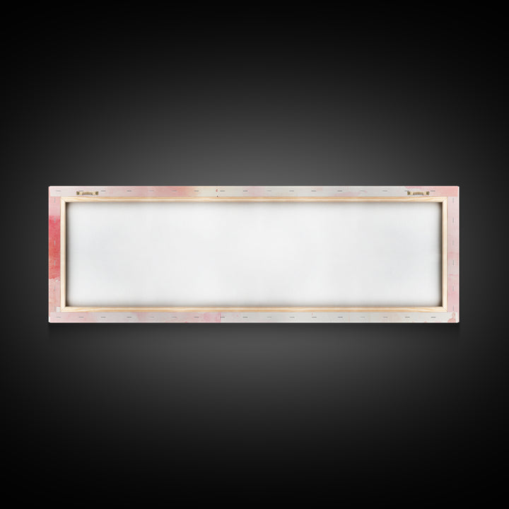 Romantic Calligraphy Canvas Print with Pink Abstract Art, Minimalist Wabi Sabi Aesthetic, Bedroom or Living Room Horizontal Wall Art