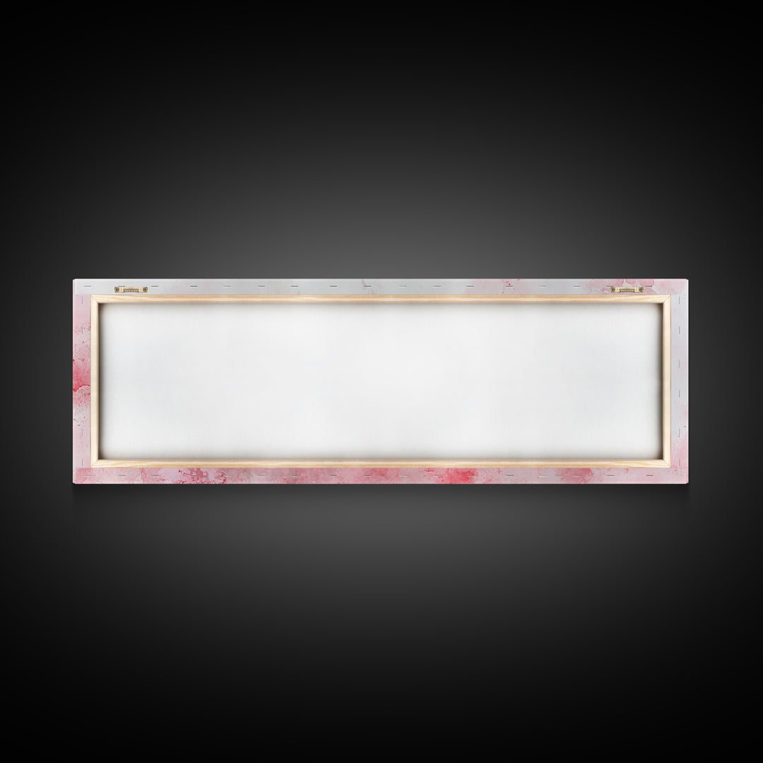Four Women Canvas Print in Pink Abstract Art Style, Feminine Whimsical Aesthetic, Minimalist Living Room or Guest Room Horizontal Art