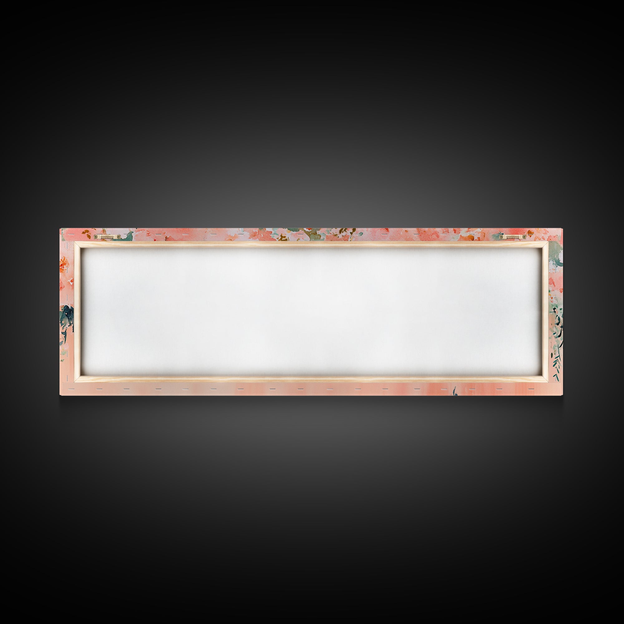 Floral Wildflower Painting Framed Canvas Print, Watercolor Botanical Prints in Peach and Green, Vertical Rustic Farmhouse Wall Art