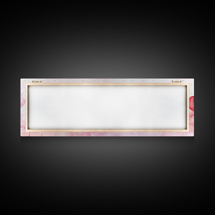 Balloon Painting Framed Canvas Print in Pastel Pink Hues, Whimsical Horizontal Artwork, Light Pink Wall Art for Living Room Decor