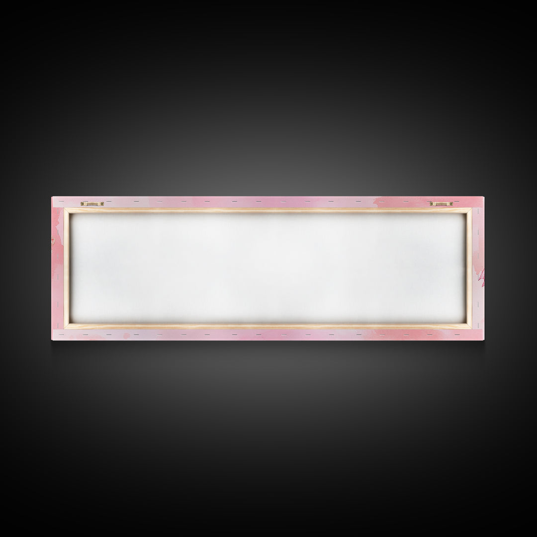 Ribbon Bow Canvas Print Light Pink Art Feminine Horizontal Wall Art Whimsical Artwork Living Room Wabi Sabi Decor Framed Print