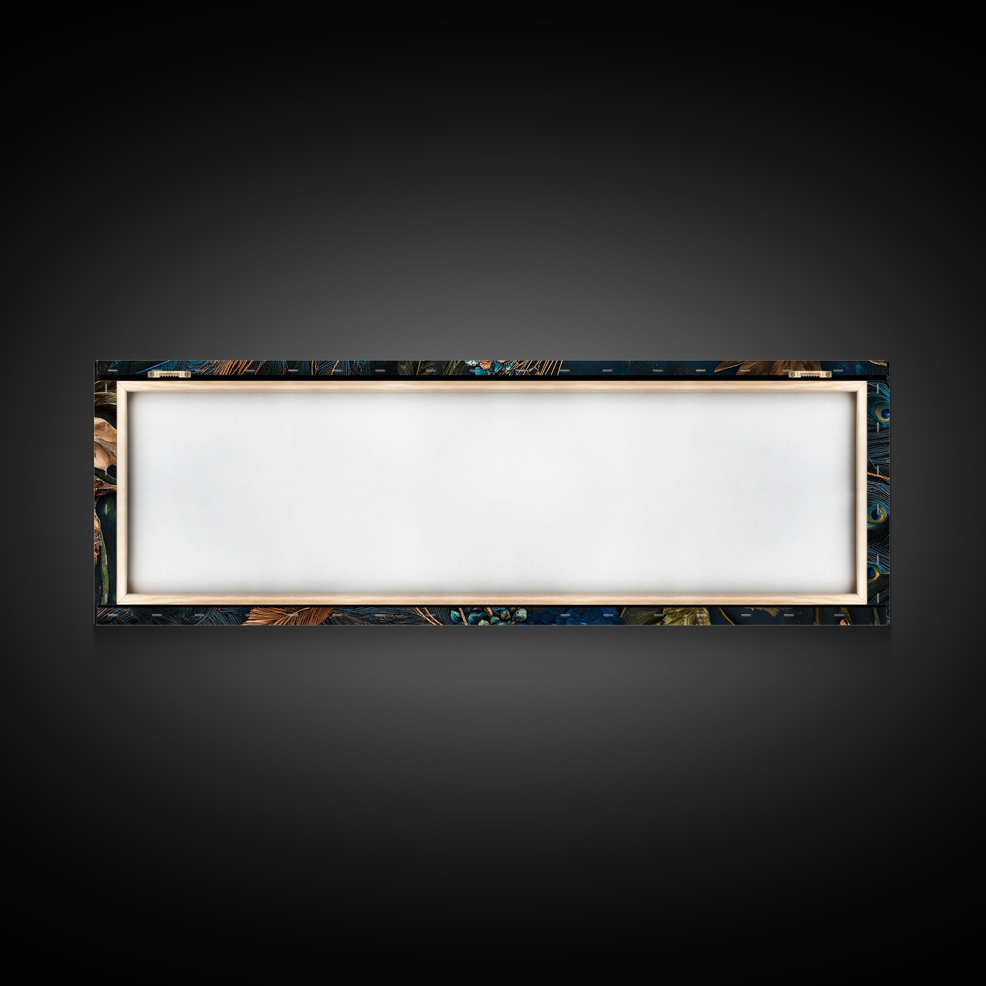 Blue Peacock Framed Canvas Print Chinoiserie Style Mosaic Wall Art Boho Rustic Decor Living Room Feature Art Print