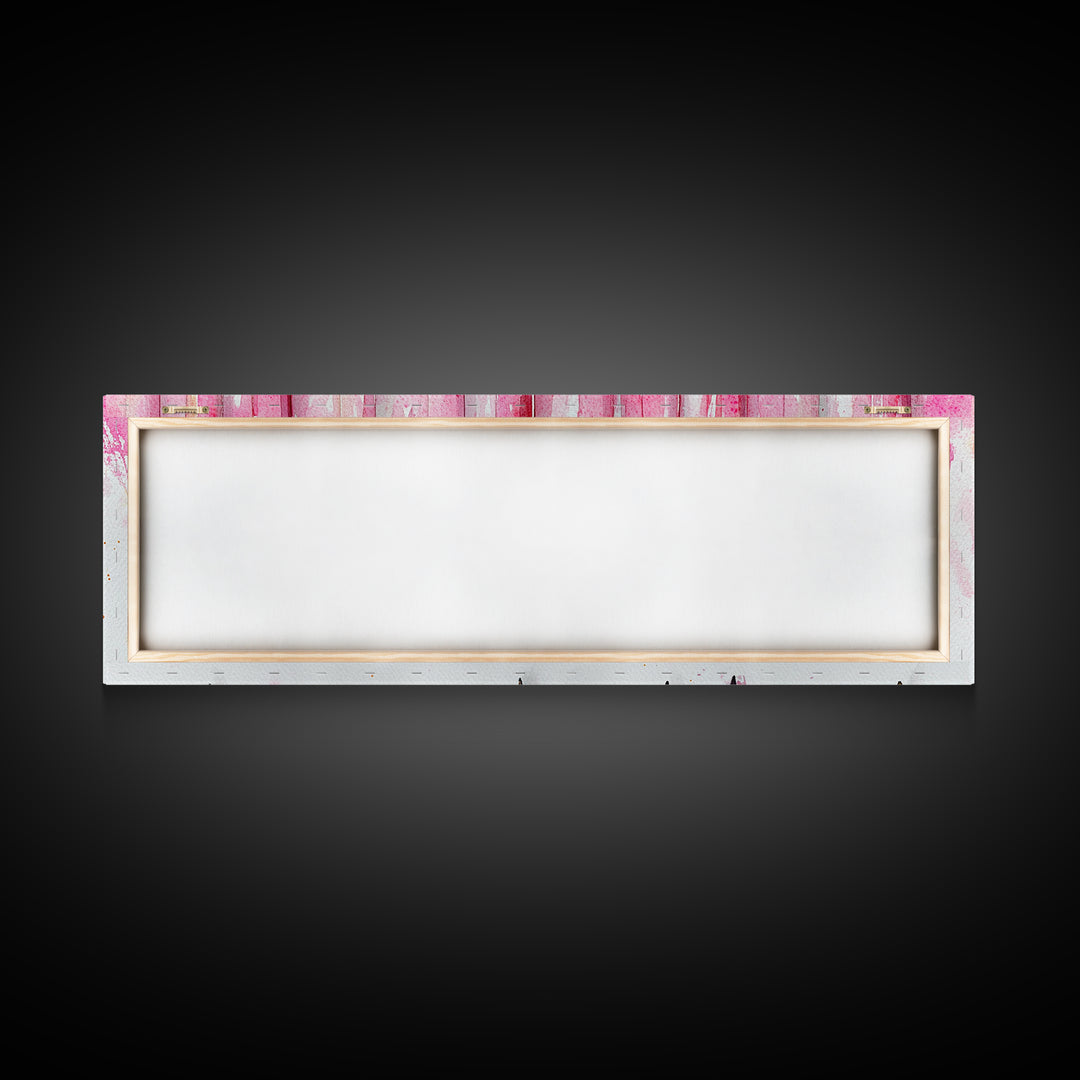 Abstract Pink Pens Framed Canvas Print - Whimsical Art, Light Pink Dorm Wall Decor, Vertical Art Gift Idea, Unique Living Room Canvas Print