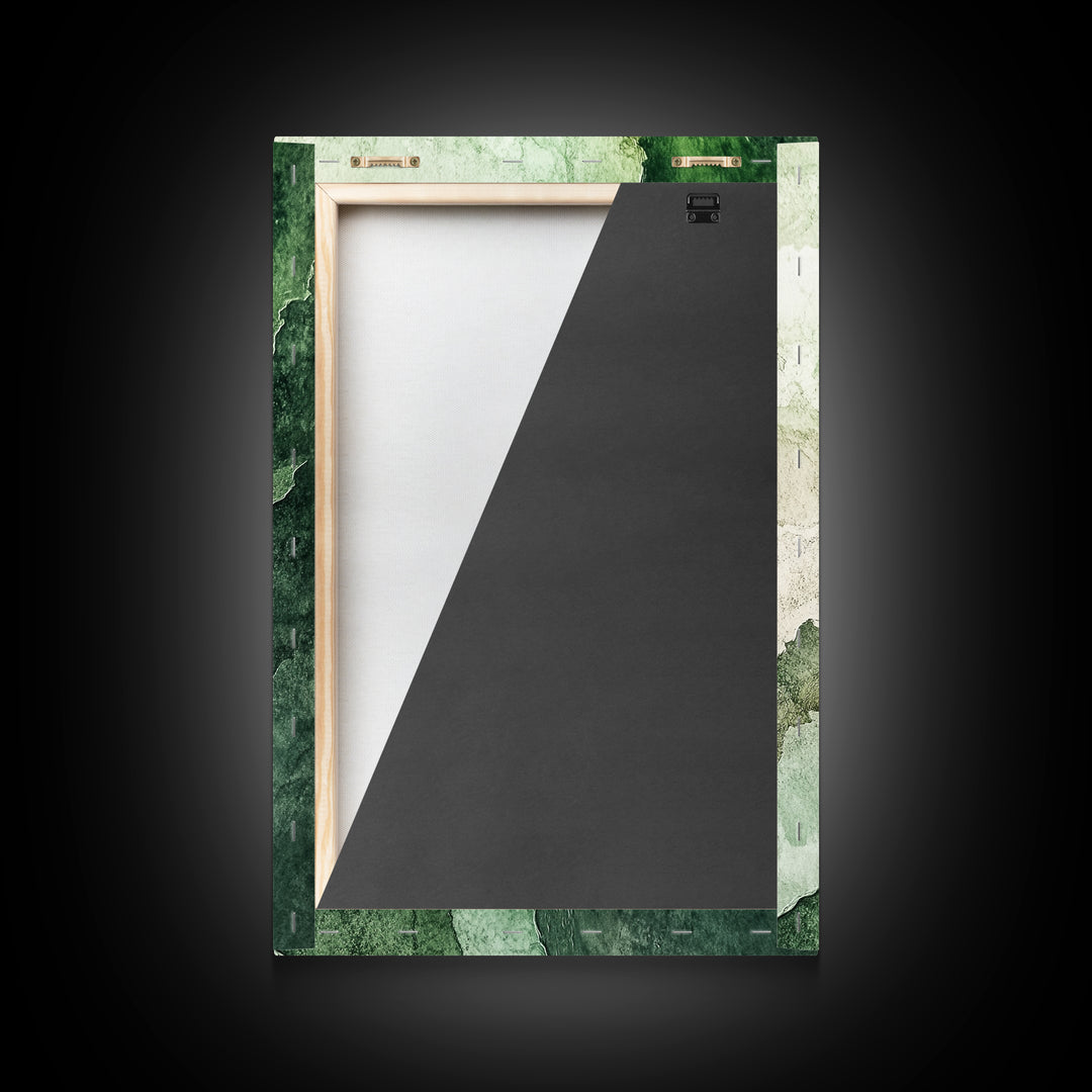 Textured Green Framed Canvas Print, Sage Green Wall Art, Modern Rustic Decor, Minimalist Bedroom Art, Vertical Skinny Wall Art