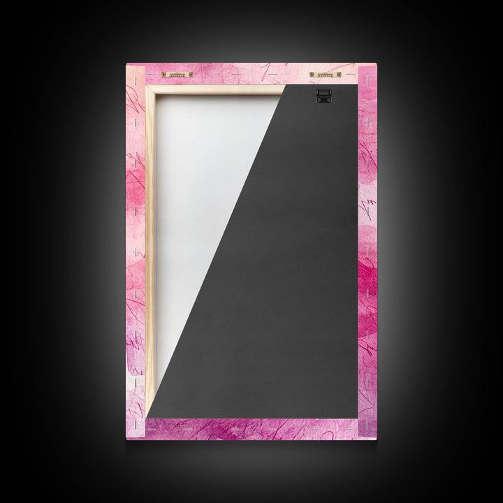 Calligraphy Pink Abstract Framed Canvas Print, Light Pink Wall Art, Romantic Handwriting Aesthetic, Minimalist Art Bedroom or Office Decor