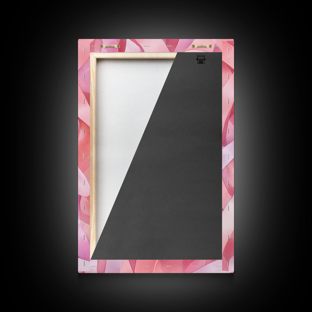 Abstract Pink Ribbon Canvas Print in Soft Light Pink Shades Minimalist Living Room Art Wabi Sabi Wall Art Perfect Gift Idea