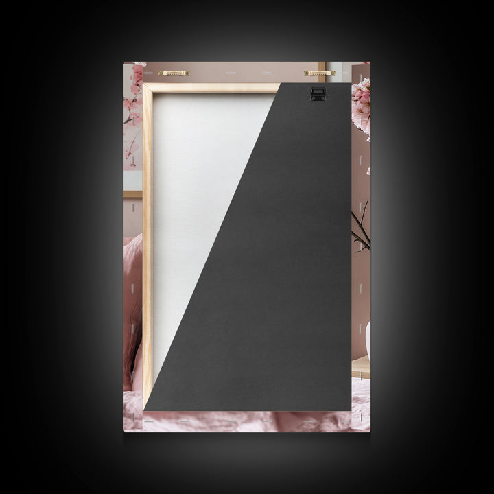 Cherry Blossom Bedroom Canvas Print Light Pink Wall Art Feminine Cozy Decor Floral Home Bedroom Accent Japanese Inspired Artwork