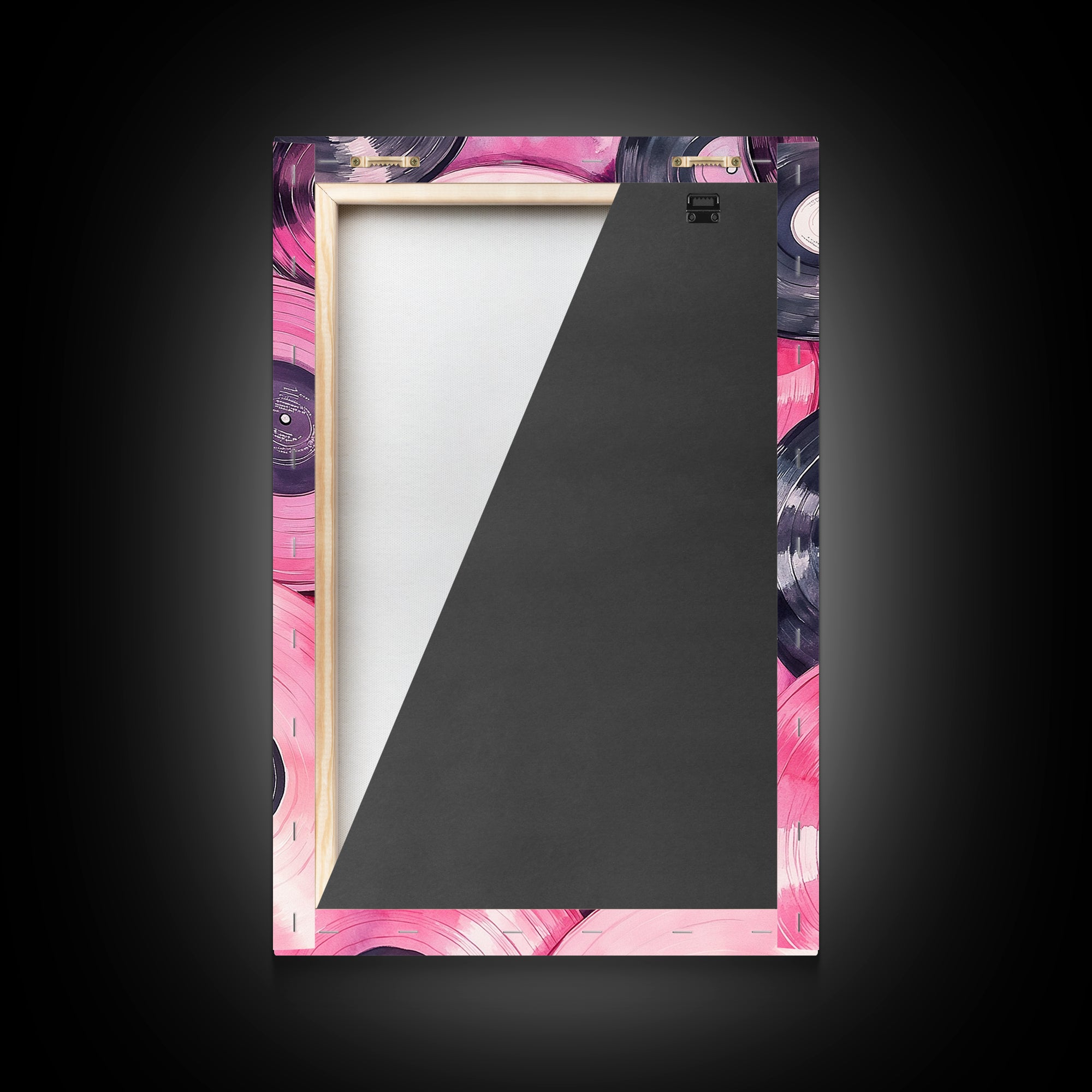 Retro Vinyl Record Artwork Framed Canvas Print Pink Abstract Art Music Lover Wall Art Living Room Decor Lofi Aesthetic Gift Idea