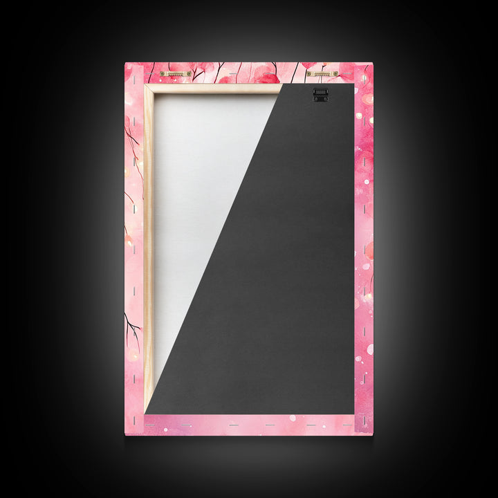 Cherry Blossom Lights Canvas Print Romantic Bedroom Art Cherry Wall Art Light Pink Wall Art Living Room Art Boho Home Decor