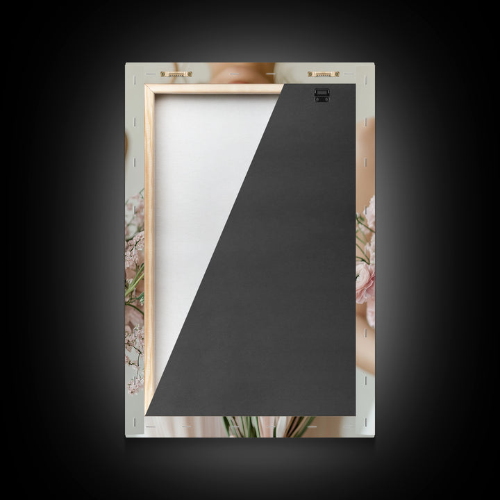 Bridal Bouquet Canvas Print Romantic Floral Wall Art Light Pink Artwork Wedding Gift Idea Bedroom Art Feminine Pastel Canvas