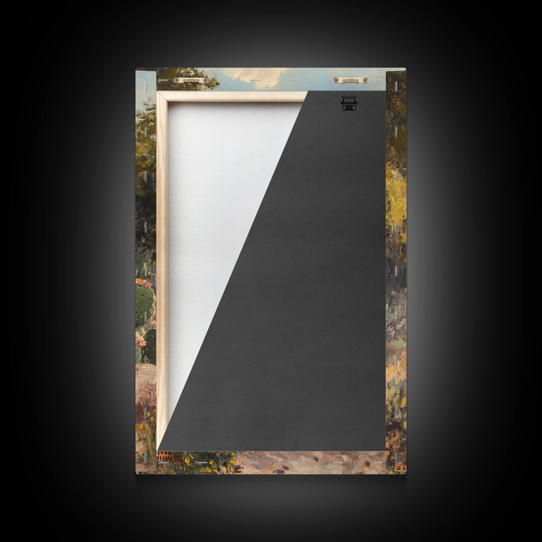 Cactus Bloom Framed Canvas Print Rustic Wall Art Living Room Decor Farmhouse Wall Art Original Painting Gift Idea Landscape Art