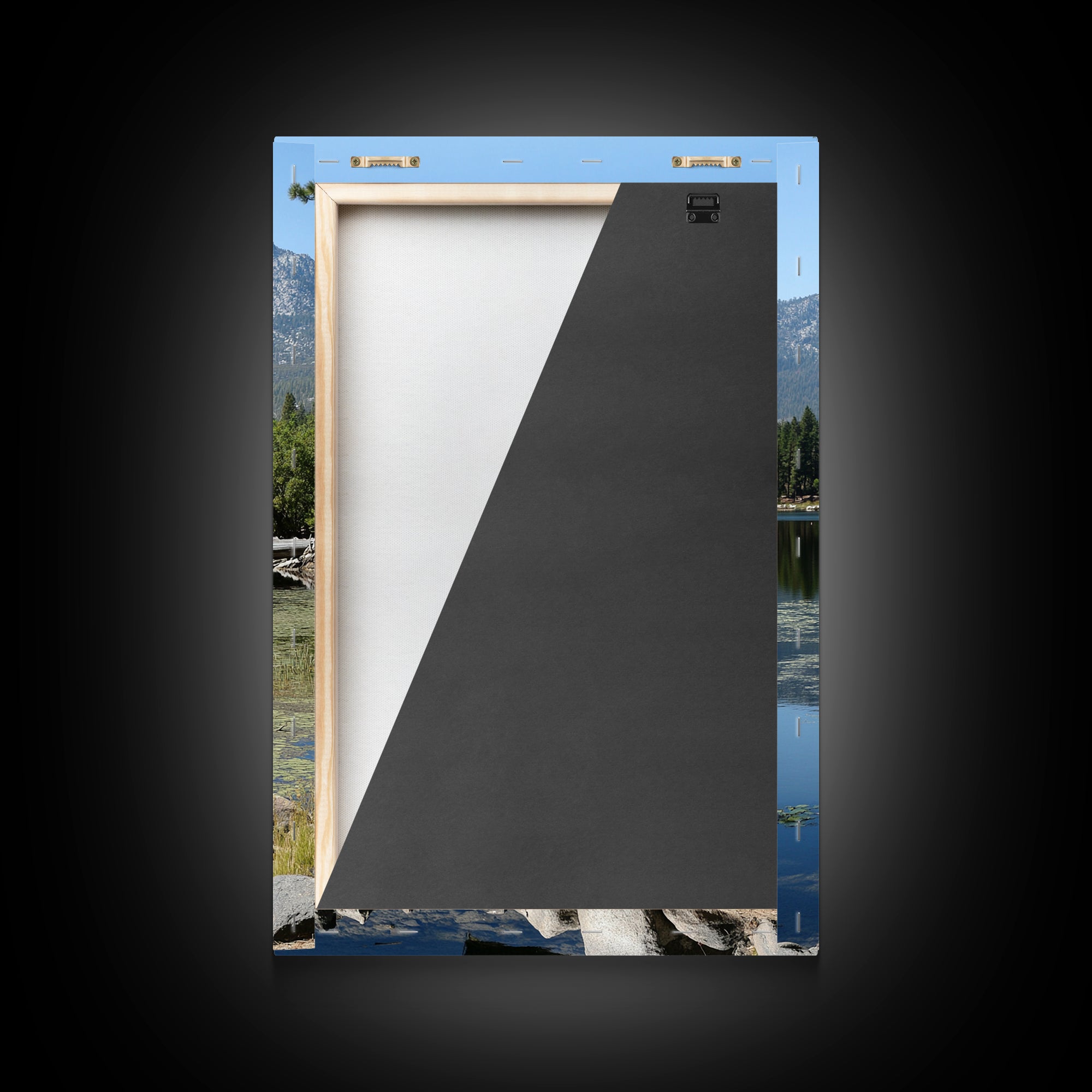 Mountain Reflections Framed Canvas Print Lake Tahoe Art Nautical Wall Art Rustic Decor Farmhouse Wall Art Living Room Art Landscape Painting
