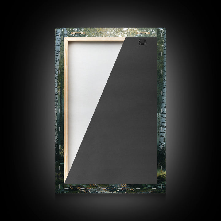 Birch Tree Painting Framed Canvas Print Rustic Wall Art Nature Landscape Gift Living Room Decor Tall Vertical Art for Home