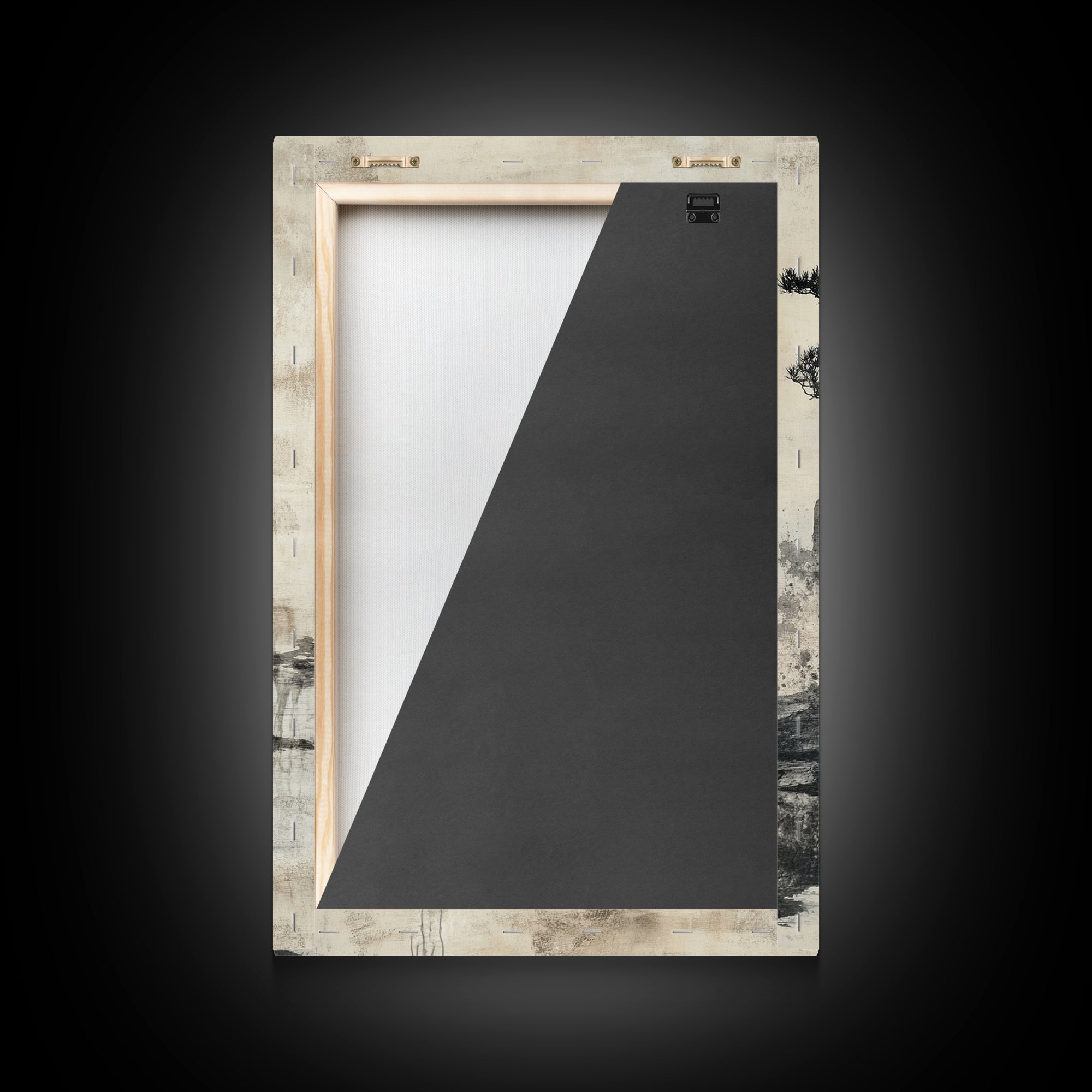 Serenity Silhouette Canvas Print Featuring Pine Tree Art, Rustic Neutral Zen Wall Art, Wabi Sabi Minimalist Decor for Peaceful Living