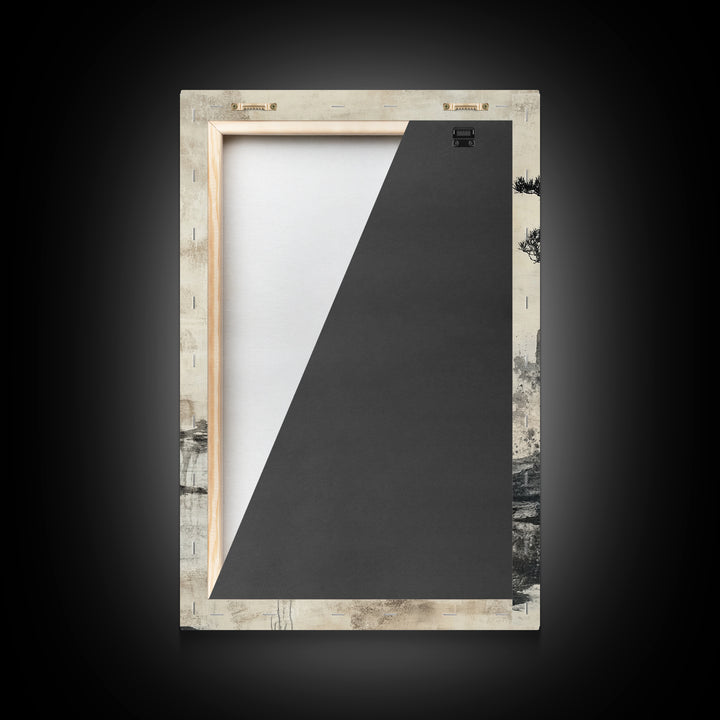 Serenity Silhouette Canvas Print Featuring Pine Tree Art, Rustic Neutral Zen Wall Art, Wabi Sabi Minimalist Decor for Peaceful Living