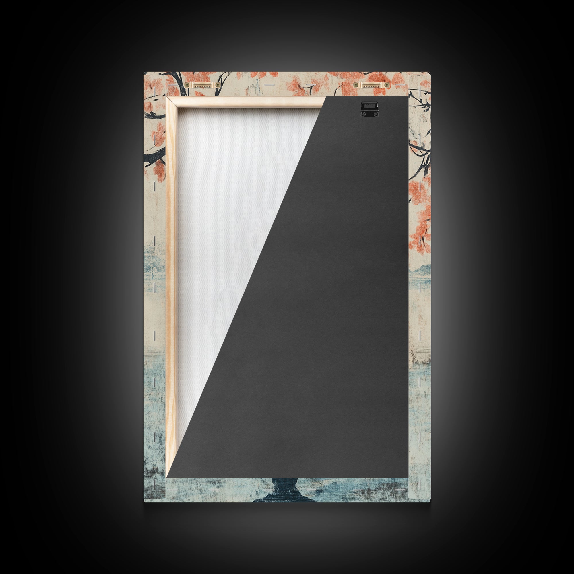 Cherry Blossom Canvas Print Featuring Zen Silhouette, Oriental Inspired Wabi Sabi Art, Minimalist Yoga Wall Art for Tranquility