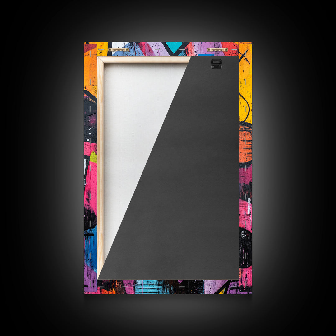 Bold Graffiti Framed Canvas Print, Urban Street Art Style Wall Decor, Moody Abstract Art, Gift Idea for Him, Living Room Wall Art