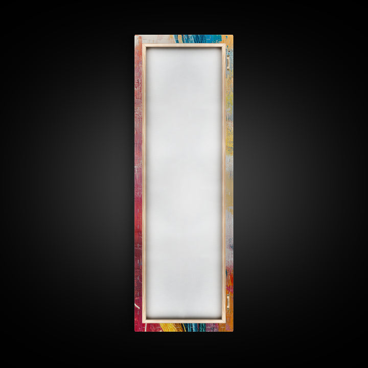 Abstract Yarn, geometric wall art, colorful painting, textured art, boho art, pink orange wall art, Canvas Print