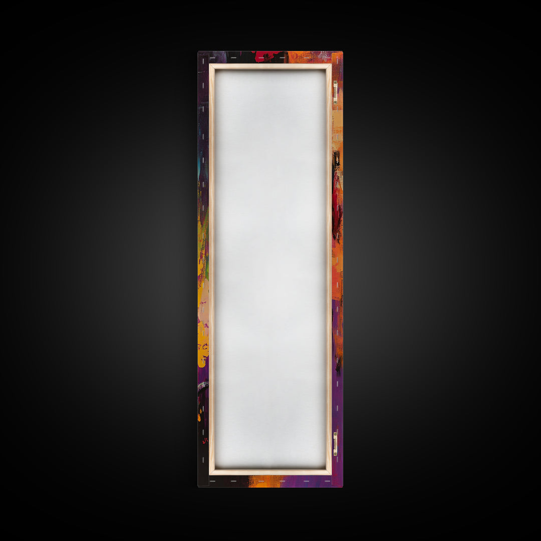 Colorful Lizard, whimsical art, chicano art, boho art, blotter art, psychedelic painting, extra wide art, Framed Canvas Print