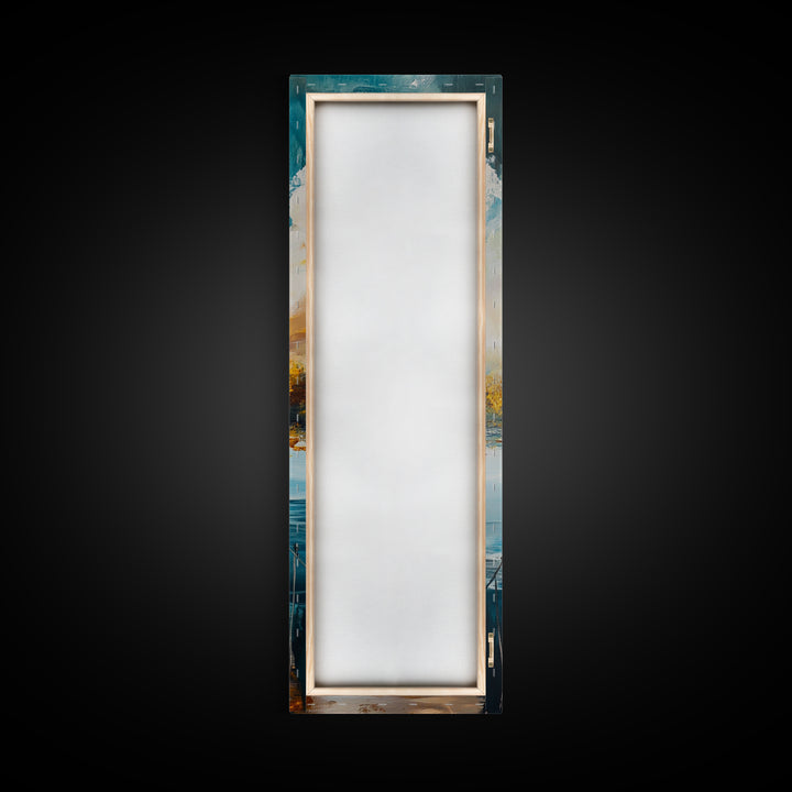 Bridge Over Water, rustic decor, wabi sabi art, boho art, tall skinny art, extra wide art, Framed Canvas Print, farmhouse art