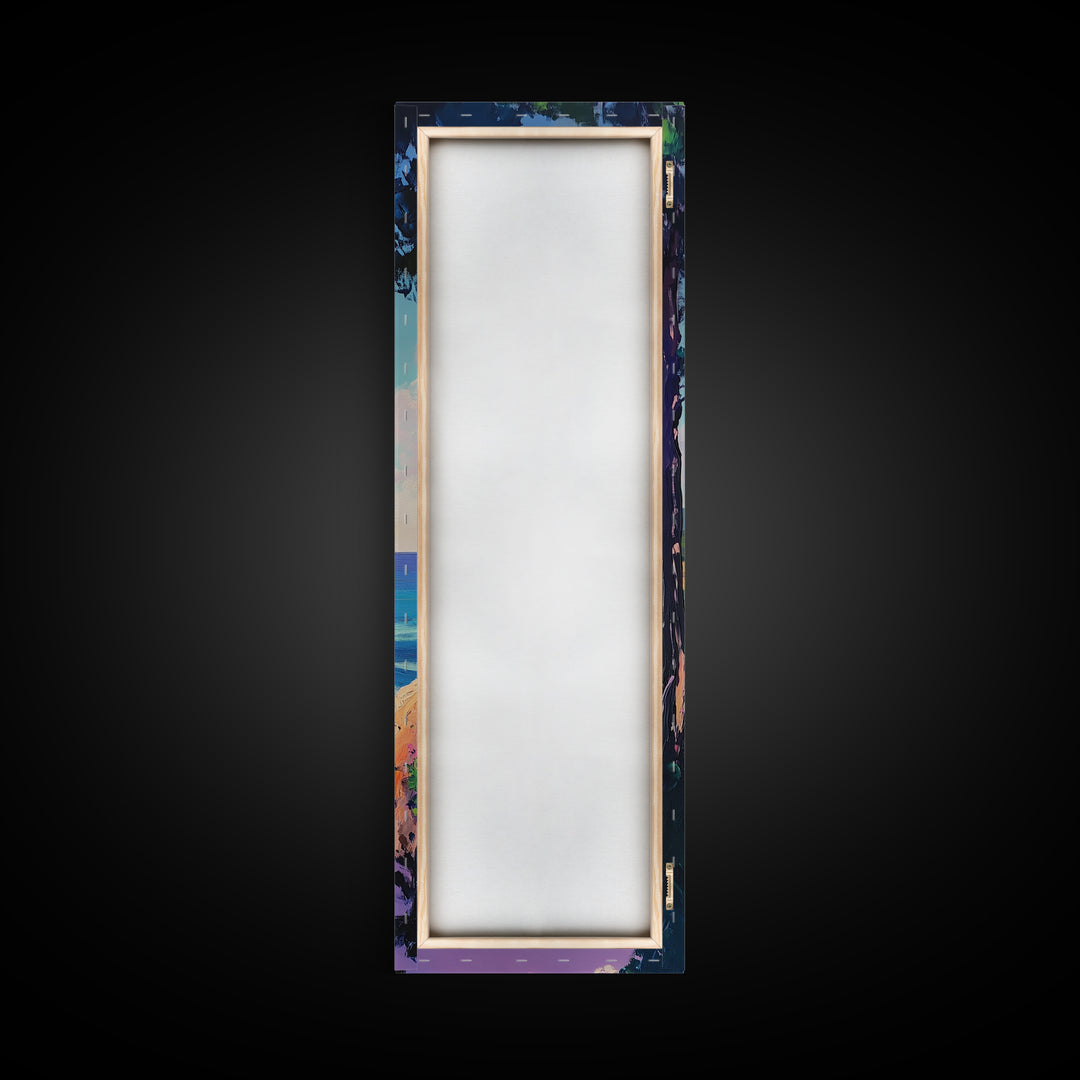 Coastal Cliffs, Nautical Wall Art, Coastal Decor, Ocean Painting, California Poppy Art, Seascape Painting, Canvas Print