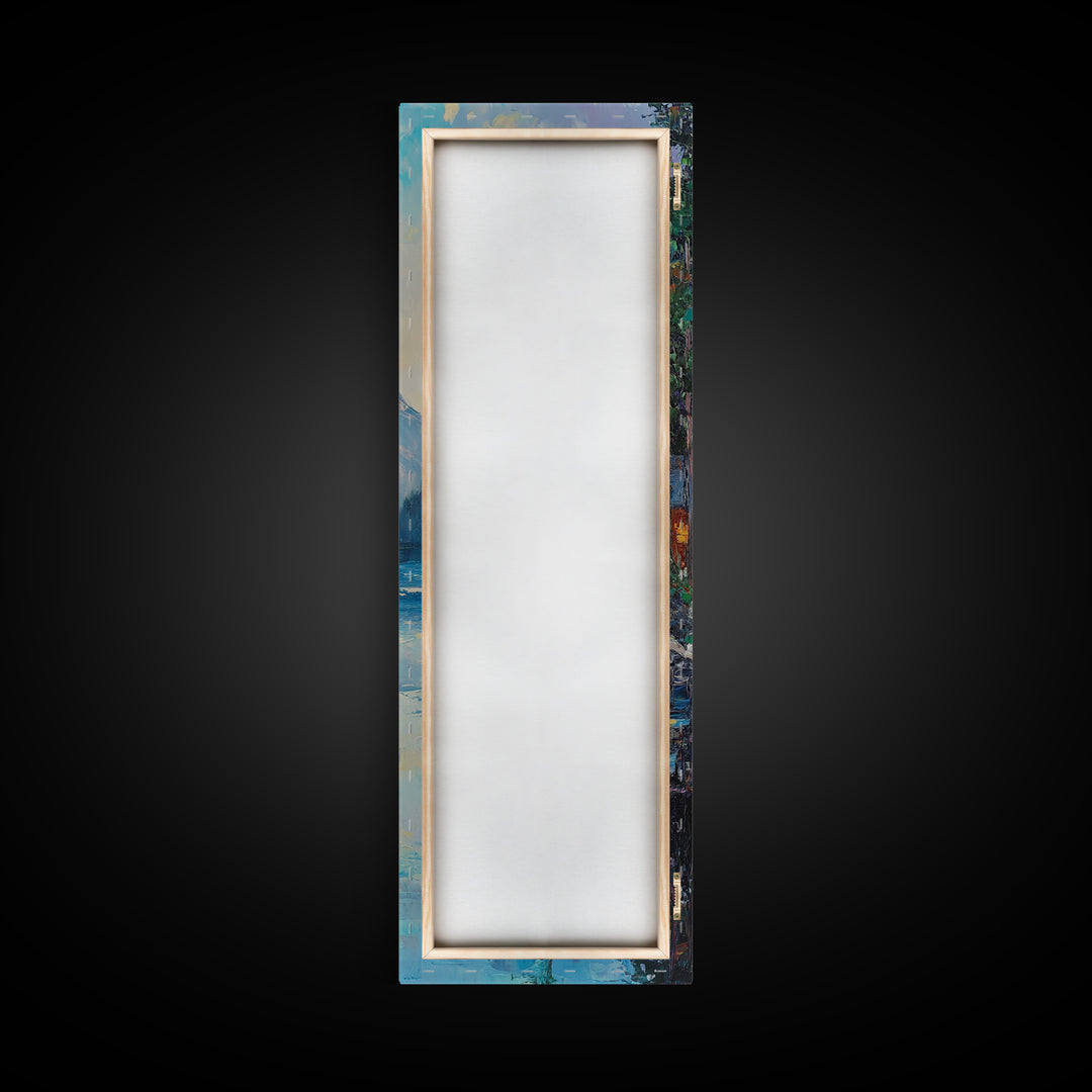 Cabin Retreat, Lake Tahoe Art, Rustic Landscape, Mountain Painting, Pine Tree Art, Framed Canvas Print