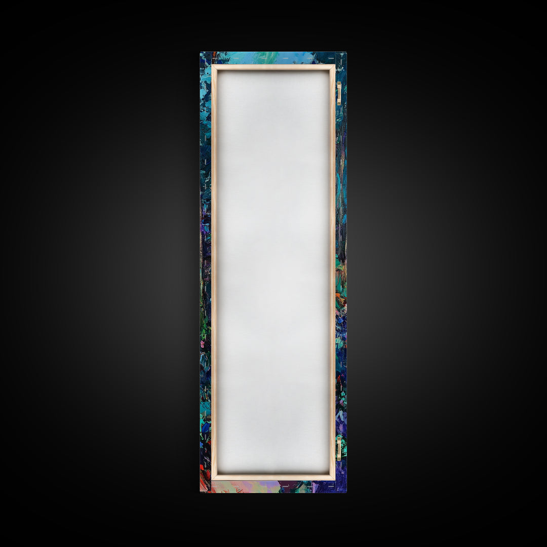 Abstract Forest Path, moody art, landscape painting, wildflower painting, pine tree art, framed canvas print, vertical wall art