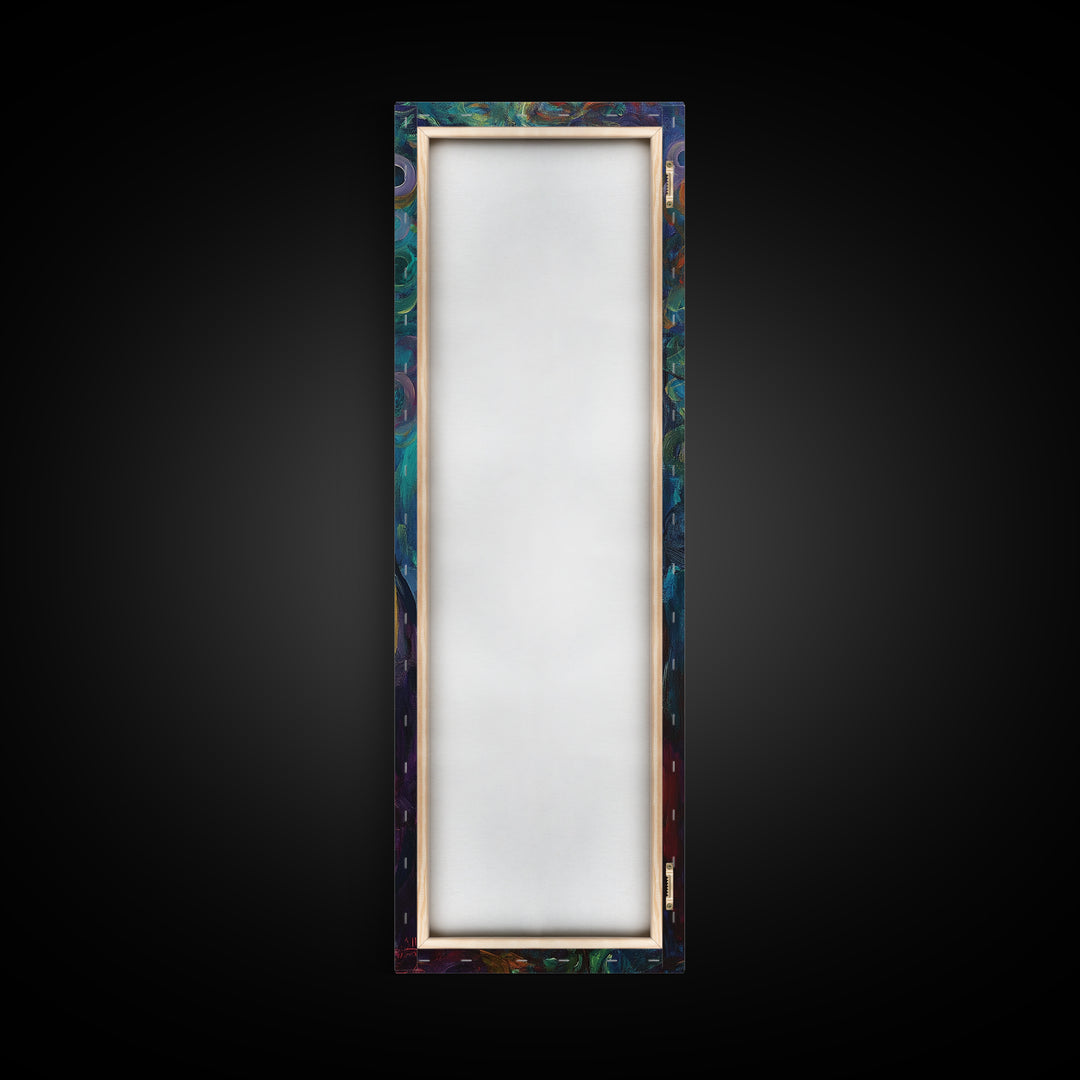 Cosmic Palm Tree, palm tree painting, pink orange wall art, tropical art, framed canvas print, psychedelic art, beach house decor