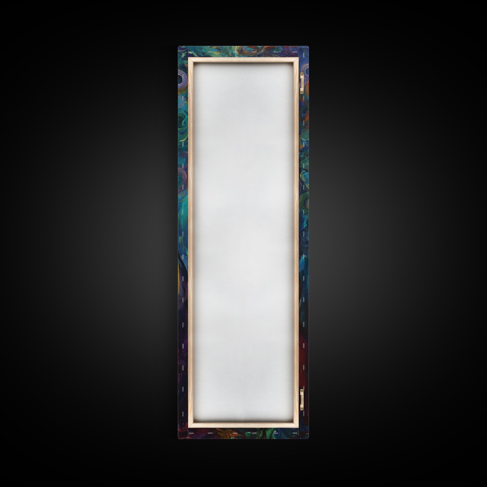 Cosmic Palm Tree, palm tree painting, pink orange wall art, tropical art, framed canvas print, psychedelic art, beach house decor