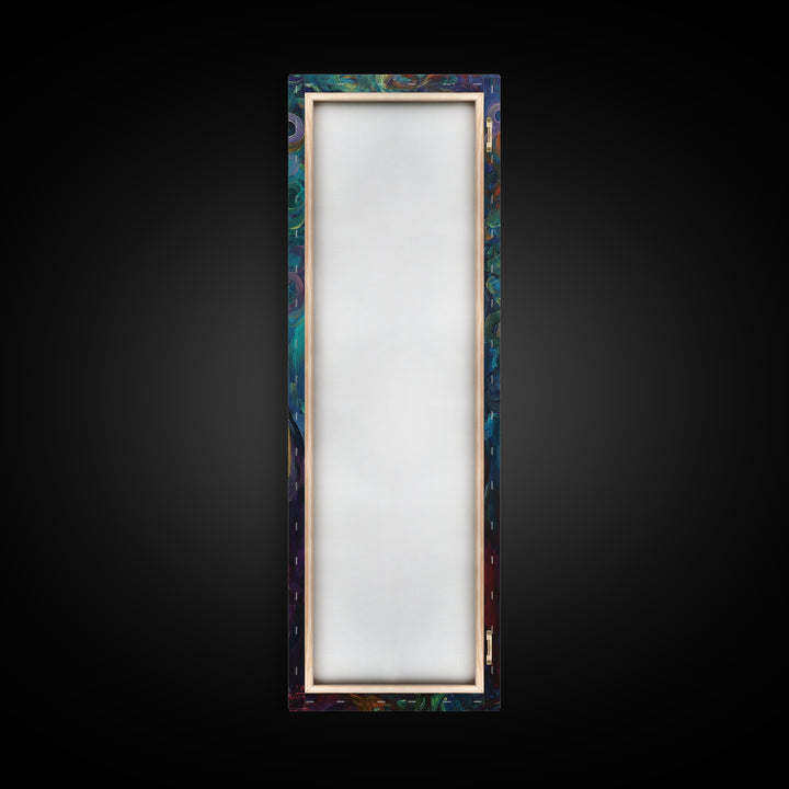 Cosmic Palm Tree, palm tree painting, pink orange wall art, tropical art, framed canvas print, psychedelic art, beach house decor