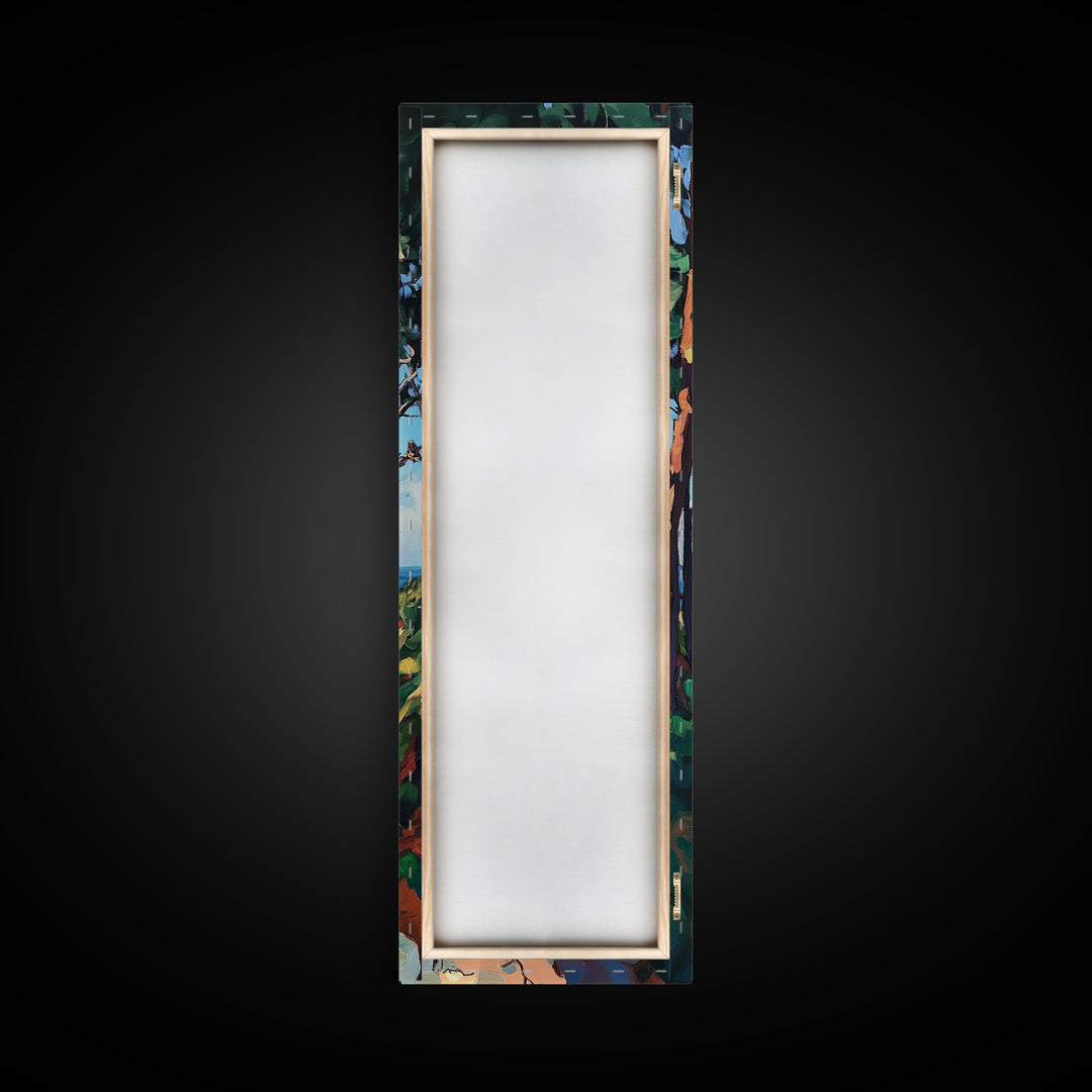 Coastal Path, Pine Tree Art, Nautical Wall Art, Coastal Decor, Living Room Art, Gift Idea for Her, Framed Canvas Print