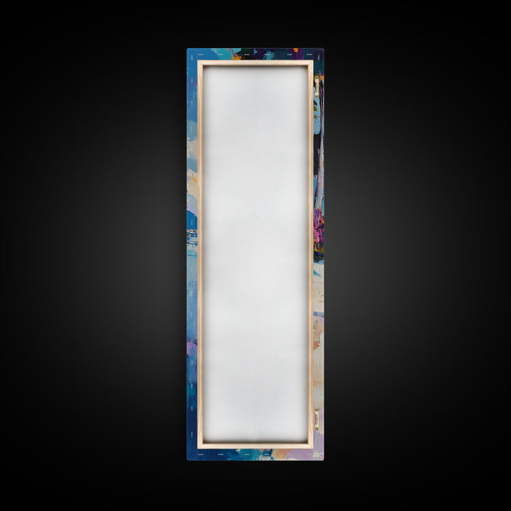 Beach House, Coastal Painting, Vibrant Landscape, Nautical Wall Art, Living Room Art, Above Bed Wall Art, Framed Canvas Print