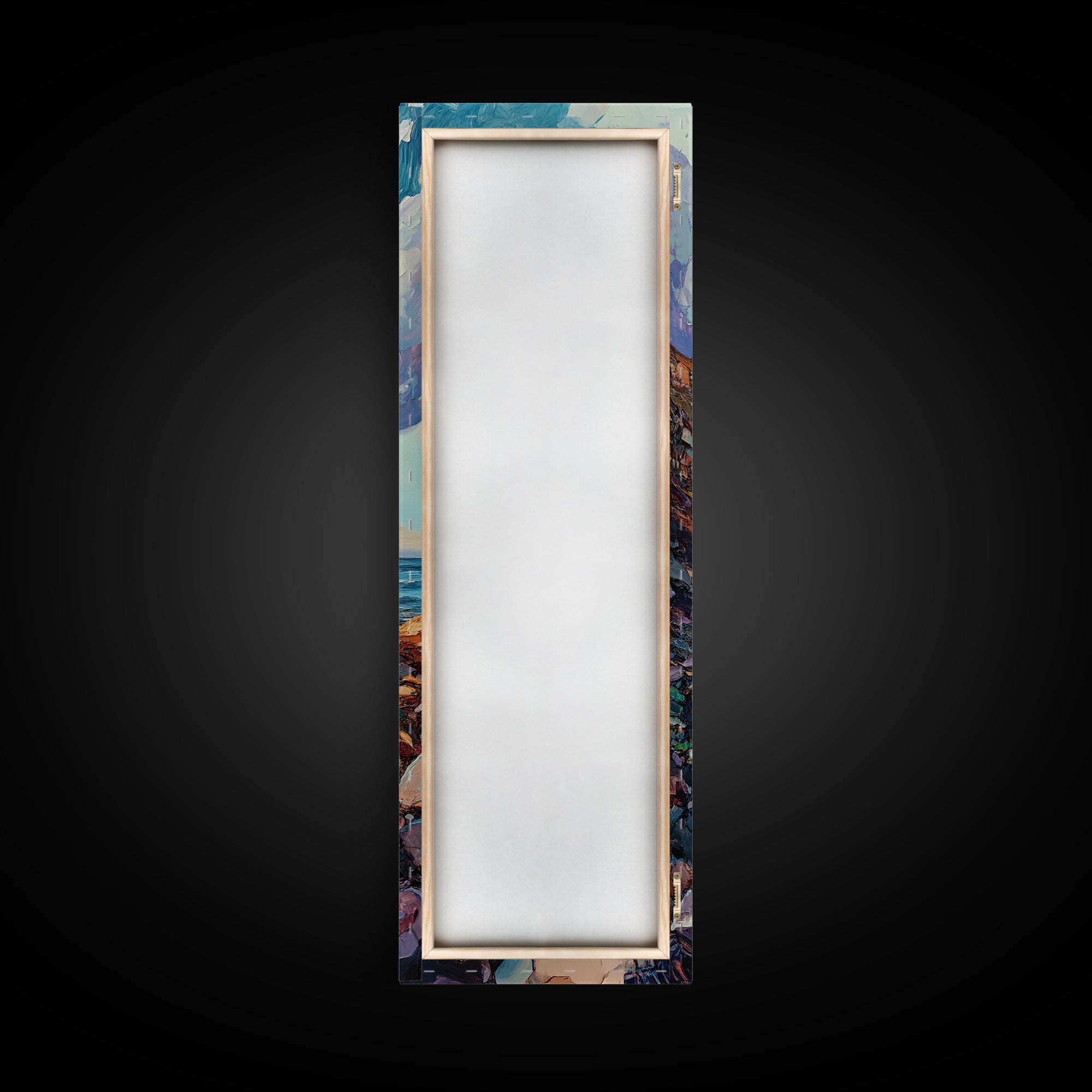 Rocky Coastline, Ocean Waves, Beach Path, Framed Canvas Print, coastal landscape art, farmhouse art, rustic décor