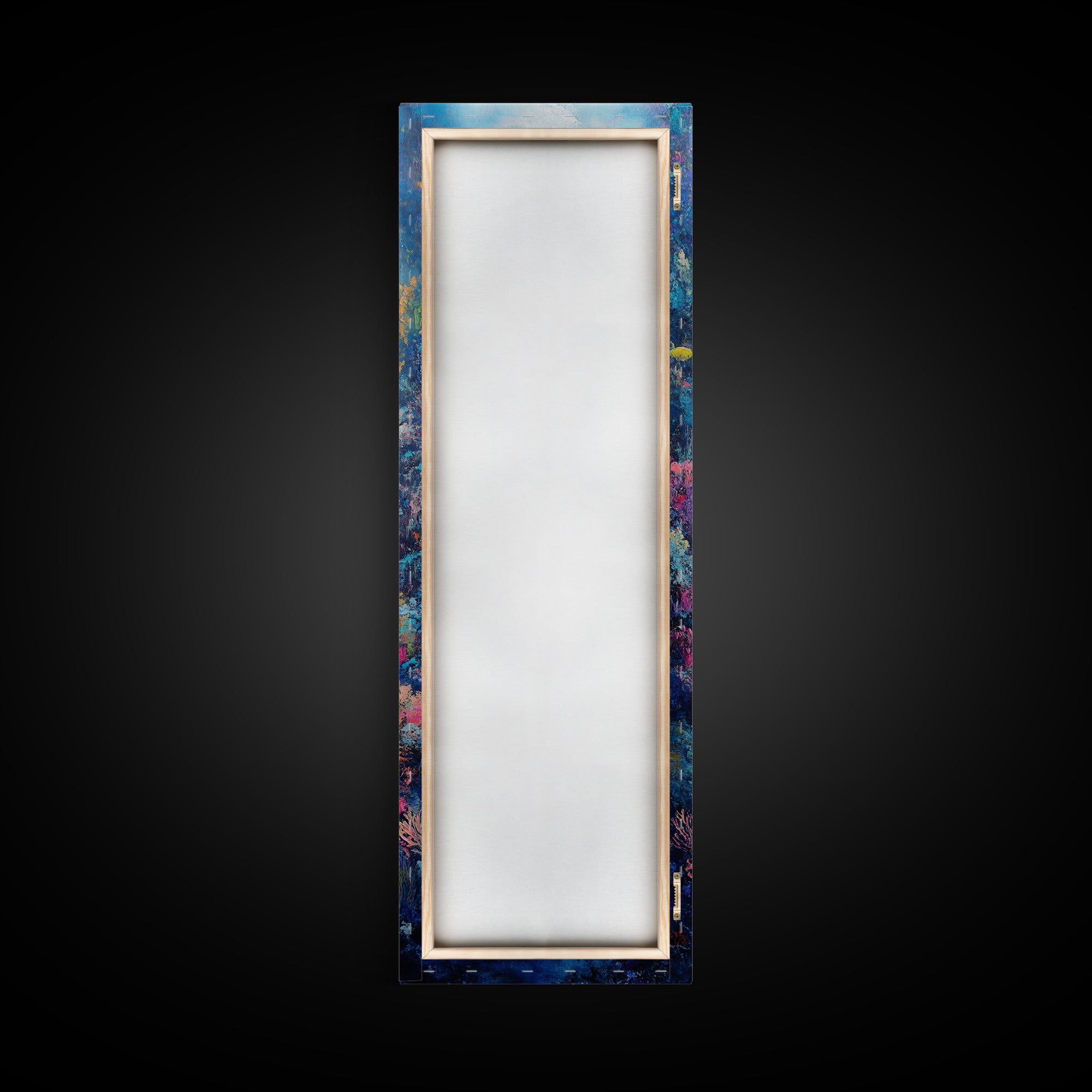 Deep Sea Coral, dolphin painting, ocean wall art, marine life art, framed canvas print, nautical decor, blue and green wall art