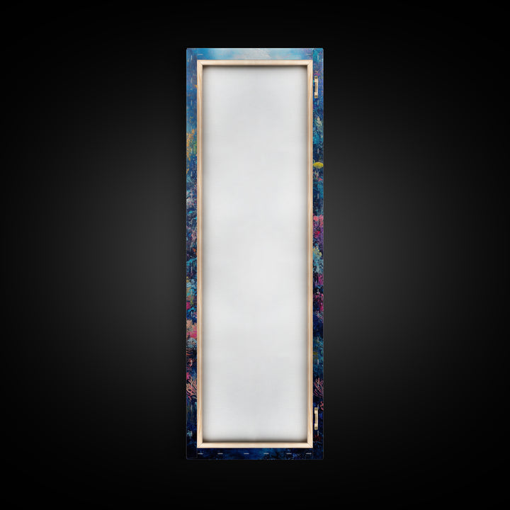 Deep Sea Coral, dolphin painting, ocean wall art, marine life art, framed canvas print, nautical decor, blue and green wall art