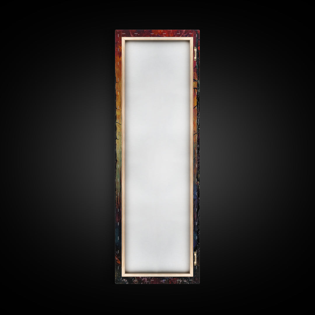 Burnt forest, pine tree art, moody wall art, forest at dusk painting, dark romance painting, autumn art, framed canvas print