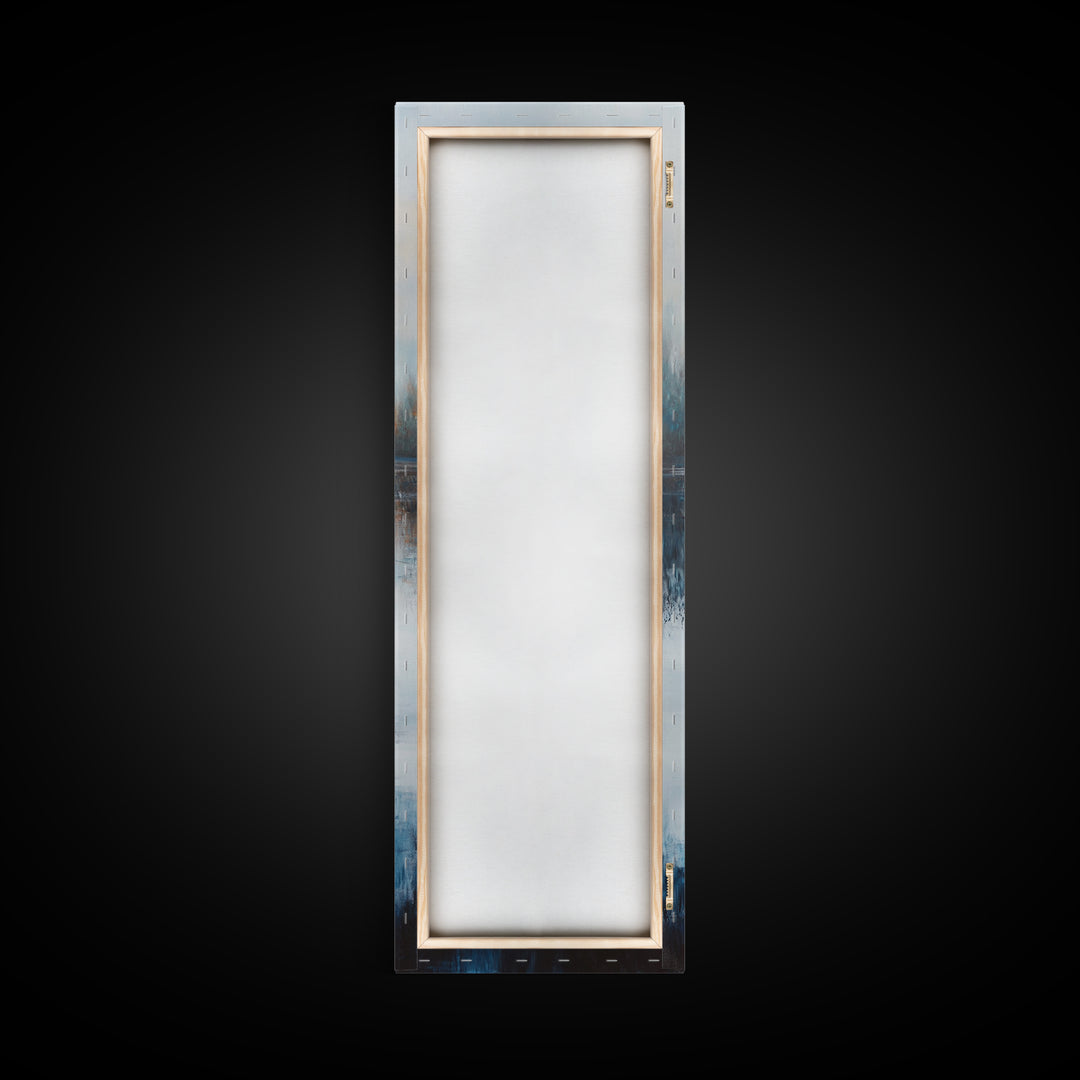 Blue Canoe on Lake, lake Tahoe art, nautical wall art, rustic decor, farmhouse art, framed canvas print, above sofa art