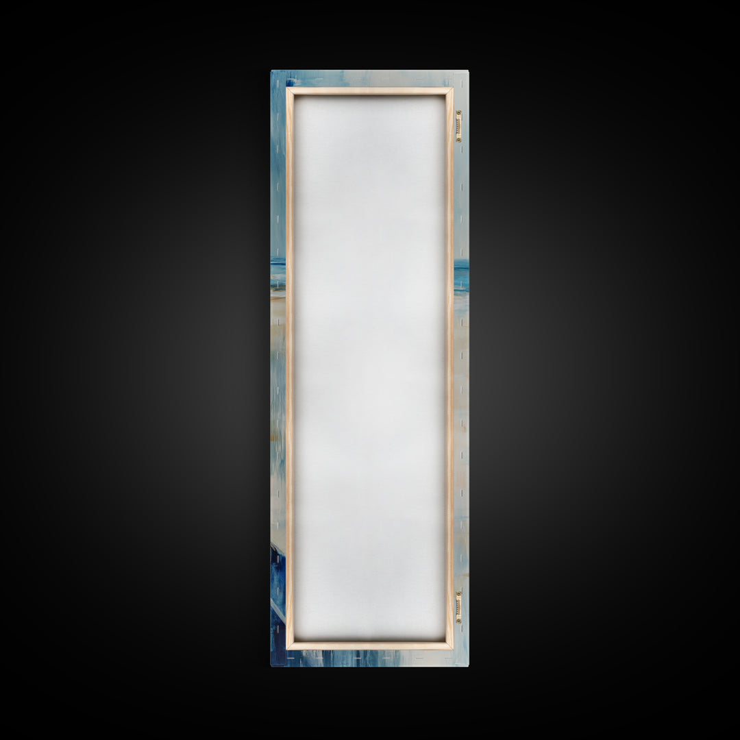 Blue Beach Chair, coastal decor, nautical wall art, ocean painting, beach house art, seascape painting, framed canvas print